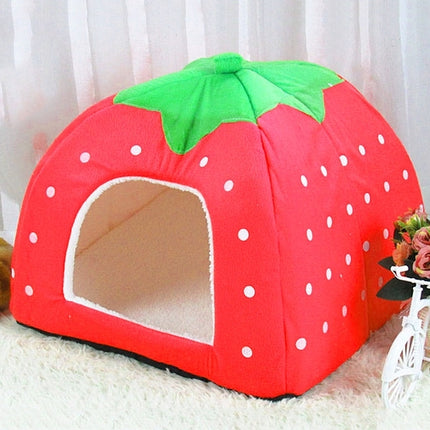 Strawberry Shaped Foldable Short Plush Pet House Nest, Size: L, Red, Size L, Pink, Size L, Purple, Size L - DealBuddy