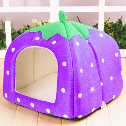 Strawberry Shaped Foldable Short Plush Pet House Nest, Size: L, Purple, Size L, Red, Size L, Pink, Size L