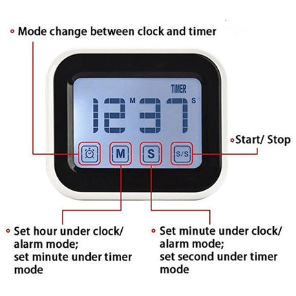 Kitchen Timer Digital Alarm Clock Large LCD Touch Screen Come with Night Light for Cooking Baking - DealBuddy