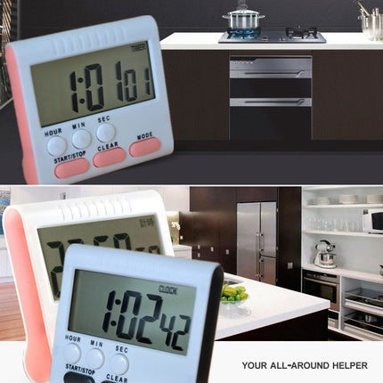 Kitchen Timer 24 Hours Digital Alarm Clock LCD Screen Magnetic Backing for Cooking Baking - DealBuddy