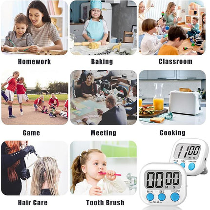 Digital Kitchen Timer Electronic Alarm Magnetic Backing with LCD Display for Cooking Baking Sports Games Office, HX103-2, 118 - DealBuddy