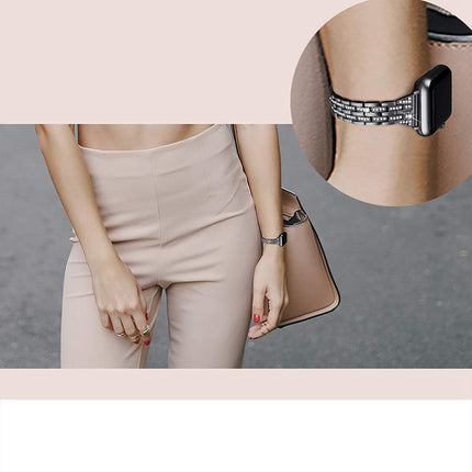 Colorful Diamond Stainless Steel Watch Band for Apple Watch Series 7 41mm / 6 & SE & 5 & 4 40mm / 3 & 2 & 1 38mm - DealBuddy