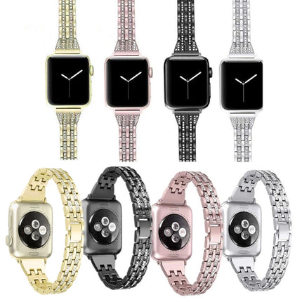 Colorful Diamond Stainless Steel Watch Band for Apple Watch Series 7 41mm / 6 & SE & 5 & 4 40mm / 3 & 2 & 1 38mm - DealBuddy