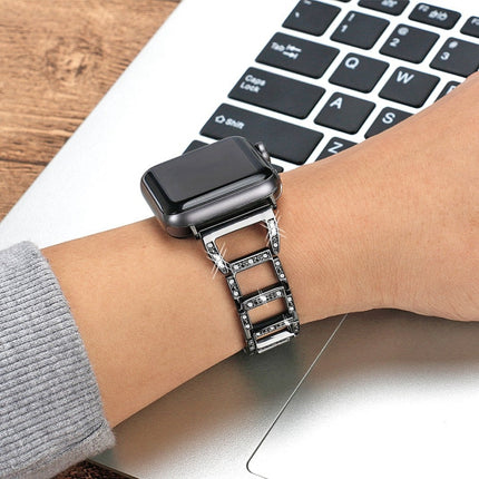 Colorful Diamond Stainless Steel Watch Band for Apple Watch Ultra 49mm&Watch Ultra 2 49mm / Series 10 46mm / 9&8&7 45mm / SE 3&SE 2&6&SE&5&4 44mm / 3&2&1 42mm - DealBuddy