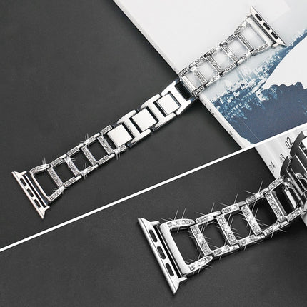 Colorful Diamond Stainless Steel Watch Band for Apple Watch Ultra 49mm&Watch Ultra 2 49mm / Series 10 46mm / 9&8&7 45mm / SE 3&SE 2&6&SE&5&4 44mm / 3&2&1 42mm