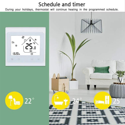 BHT-002GCLW 3A Load Water / Gas Boiler Type LCD Digital Heating Room Thermostat with Time Display, WiFi Control, BHT-002GBLW 3A (White) Gas Boiler Type, BHT-002GBLW 3A  (Black) Gas Boiler Type