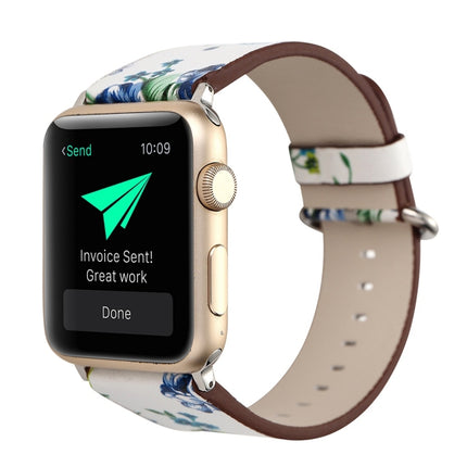 For Apple Watch Ultra 49mm&Watch Ultra 2 49mm / Series 10 46mm / 9&8&7 45mm / SE 3&SE 2&6&SE&5&4 44mm / 3&2&1 42mm Fashion Pastoralism Style Little Floral Pattern Women Watch Leather Watch Band, For 42mm A, For 42mm B, For 42mm C, For 42mm D, For 42mm ... - DealBuddy
