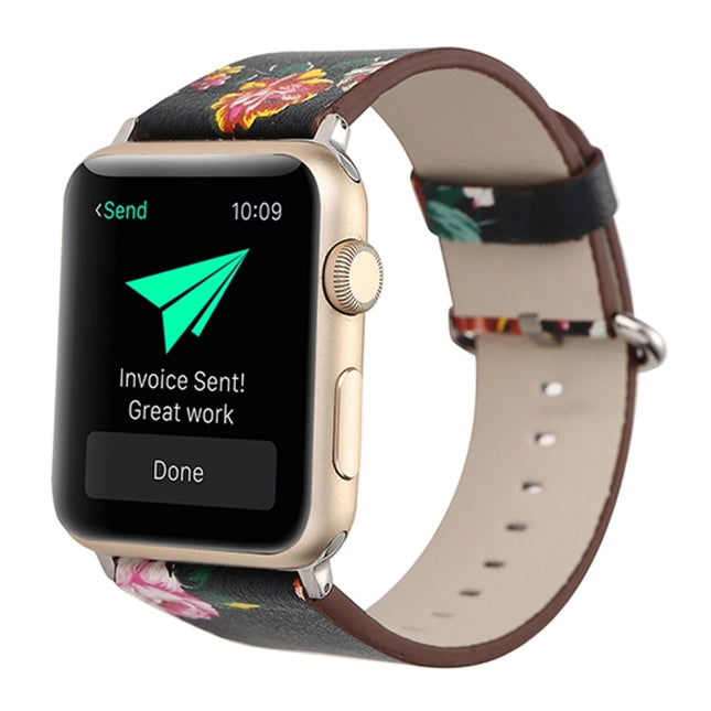 For Apple Watch Ultra 49mm&Watch Ultra 2 49mm / Series 10 46mm / 9&8&7 45mm / SE 3&SE 2&6&SE&5&4 44mm / 3&2&1 42mm Fashion Pastoralism Style Little Floral Pattern Women Watch Leather Watch Band - DealBuddy