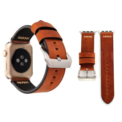 For Apple Watch Ultra 49mm&Watch Ultra 2 49mm / Series 10 46mm / 9&8&7 45mm / SE 3&SE 2&6&SE&5&4 44mm / 3&2&1 42mm Retro XX Line Pattern Genuine Leather Wrist Watch Band - DealBuddy