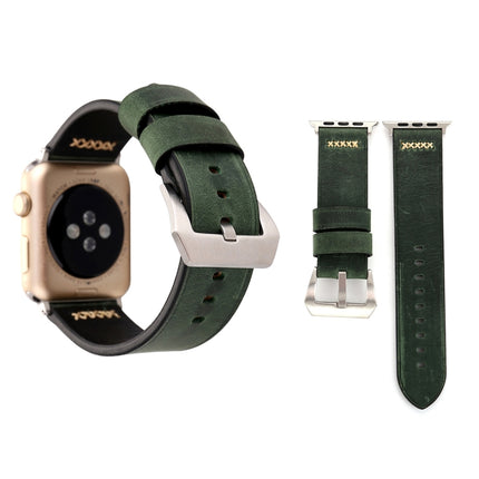 For Apple Watch Ultra 49mm&Watch Ultra 2 49mm / Series 10 46mm / 9&8&7 45mm / SE 3&SE 2&6&SE&5&4 44mm / 3&2&1 42mm Retro XX Line Pattern Genuine Leather Wrist Watch Band, For 42mm - DealBuddy
