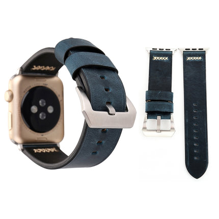 For Apple Watch Ultra 49mm&Watch Ultra 2 49mm / Series 10 46mm / 9&8&7 45mm / SE 3&SE 2&6&SE&5&4 44mm / 3&2&1 42mm Retro XX Line Pattern Genuine Leather Wrist Watch Band, For 42mm - DealBuddy