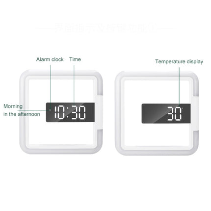 TS-S28-W Multifunctional Square RGB Thermometer Digital Alarm Clock LED Mirror Hollow Wall Clock