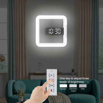 TS-S28-W Multifunctional Square RGB Thermometer Digital Alarm Clock LED Mirror Hollow Wall Clock