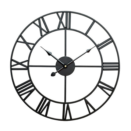 40cm Retro Living Room Iron Round Roman Numeral Mute Decorative Wall Clock, 40cm - DealBuddy