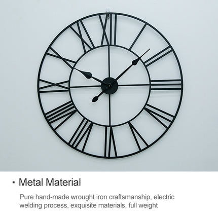 40cm Retro Living Room Iron Round Roman Numeral Mute Decorative Wall Clock, 40cm - DealBuddy