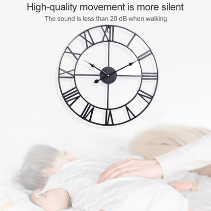 45cm Retro Living Room Iron Round Roman Numeral Mute Decorative Wall Clock