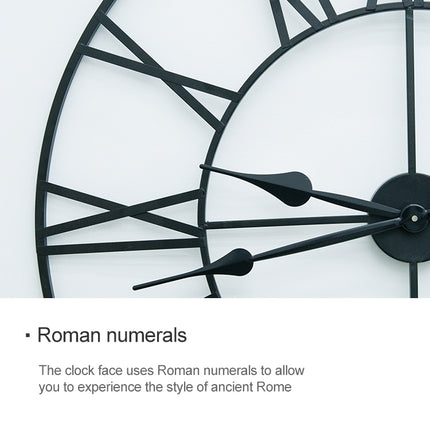 45cm Retro Living Room Iron Round Roman Numeral Mute Decorative Wall Clock, 45cm