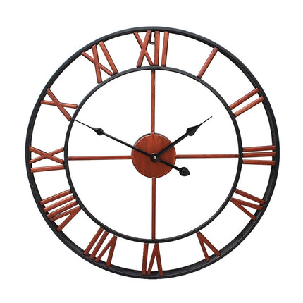 60cm Retro Living Room Iron Round Roman Numeral Mute Decorative Wall Clock (White)