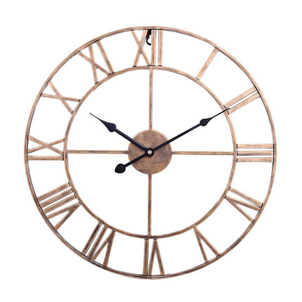 60cm Retro Living Room Iron Round Roman Numeral Mute Decorative Wall Clock (White)