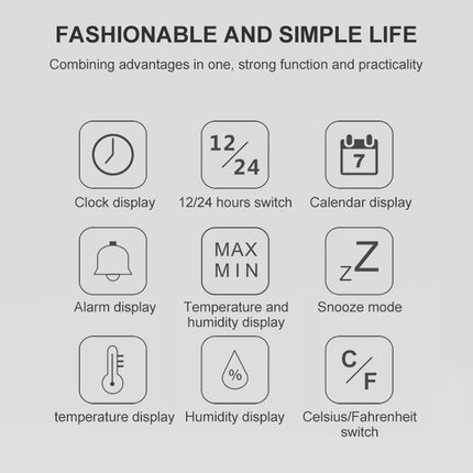 TS-8608 Multifunction Large Screen Clock Household Creative Thermometer Hygrometer - DealBuddy