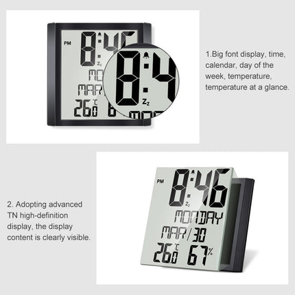 TS-8608 Multifunction Large Screen Clock Household Creative Thermometer Hygrometer - DealBuddy