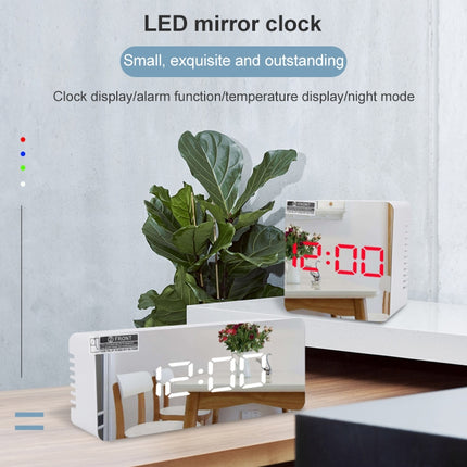 TS-S69-R Multifunctional LED Alarm Clock Battery / Plug-in Charging Dual-purpose Make-up Mirror Clock