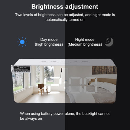 TS-S69-R Multifunctional LED Alarm Clock Battery / Plug-in Charging Dual-purpose Make-up Mirror Clock