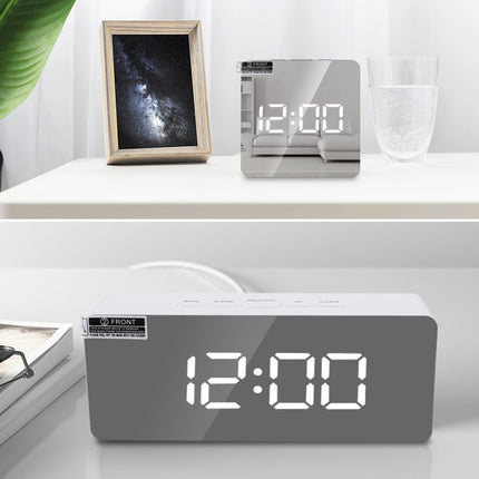 TS-S69-R Multifunctional LED Alarm Clock Battery / Plug-in Charging Dual-purpose Make-up Mirror Clock