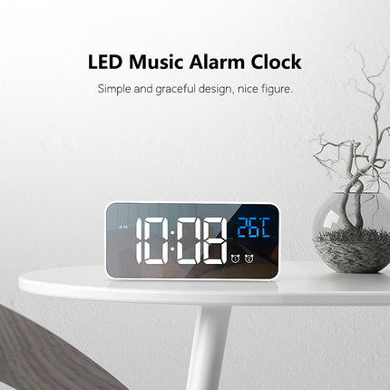 Bedside Alarm Clock Sound Control Mirror LED Music Clock
