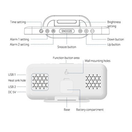 8821 LED Mirror Dual-purpose Snooze Alarm Clock