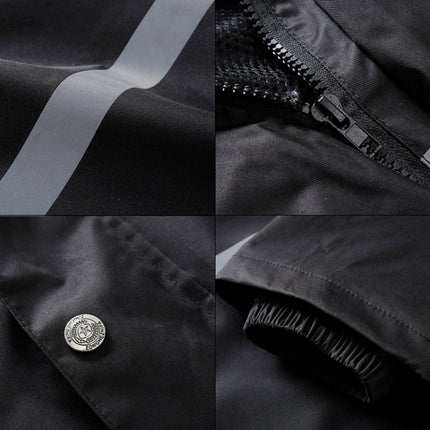 Durable Reflective Motorcycle Split Raincoat Pants Riding Bicycle Electric Bike Windproof Waterproof Rain Wear for Adult, Size: 2XL(Black)