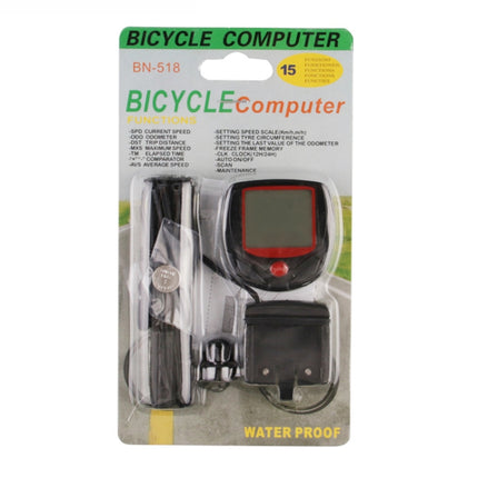 English Waterproof 14 Function Cycle Computer LCD Odometer Speedometer