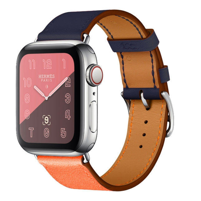 Two Color Single Loop Leather Wrist Strap Watchband for Apple Watch Series 3 & 2 & 1 - DealBuddy