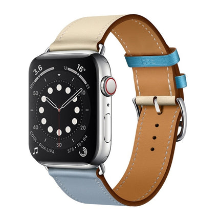 Two Color Single Loop Leather Wrist Strap Watchband for Apple Watch Series 3 & 2 & 1 - DealBuddy