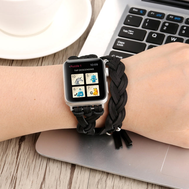 Hand-woven Leather Watchband For Apple Watch Series 6 & SE & 5 & 4 40mm / 3 & 2 & 1 38mm - DealBuddy