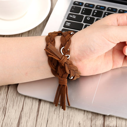 Hand-woven Leather Watchband For Apple Watch Series 6 & SE & 5 & 4 44mm / 3 & 2 & 1 42mm, For Apple Watch Ultra 49mm / Series 8&7 45mm / SE 2&6&SE&5&4 44mm / 3&2&1 42mm, For Apple Watch Series 7 45mm / 6 & SE & 5 & 4 44mm / 3 & 2 & 1 42mm - DealBuddy
