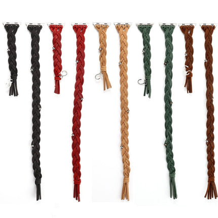 Hand-woven Leather Watchband For Apple Watch Series 6 & SE & 5 & 4 44mm / 3 & 2 & 1 42mm, For Apple Watch Ultra 49mm / Series 8&7 45mm / SE 2&6&SE&5&4 44mm / 3&2&1 42mm, For Apple Watch Series 7 45mm / 6 & SE & 5 & 4 44mm / 3 & 2 & 1 42mm - DealBuddy