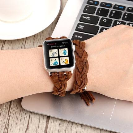 Hand-woven Leather Watchband For Apple Watch Series 6 & SE & 5 & 4 44mm / 3 & 2 & 1 42mm - DealBuddy