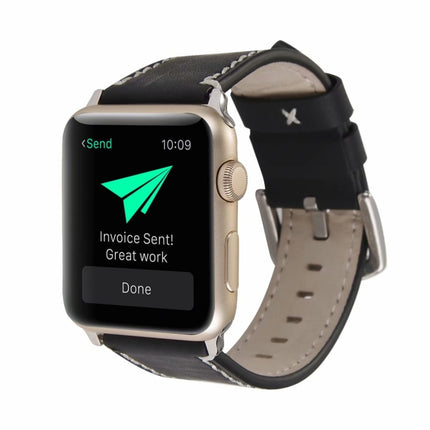 Calfskin Genuine Leather Watchband For Apple Watch Series 6 & SE & 5 & 4 40mm / 3 & 2 & 1 38mm, For Apple Watch Series 7 41mm / 6 & SE & 5 & 4 40mm / 3 & 2 & 1 38mm - DealBuddy