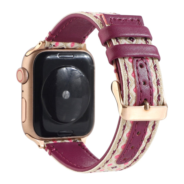 Ethnic Leather Watchband For Apple Watch Series 6 & SE & 5 & 4 40mm / 3 & 2 & 1 38mm - DealBuddy