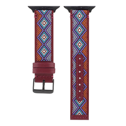 Ethnic Leather Watchband For Apple Watch Series 6 & SE & 5 & 4 40mm / 3 & 2 & 1 38mm, For Apple Watch Series 7 41mm / 6 & SE & 5 & 4 40mm / 3 & 2 & 1 38mm - DealBuddy