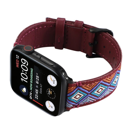 Ethnic Leather Watchband For Apple Watch Series 6 & SE & 5 & 4 40mm / 3 & 2 & 1 38mm, For Apple Watch Series 7 41mm / 6 & SE & 5 & 4 40mm / 3 & 2 & 1 38mm - DealBuddy