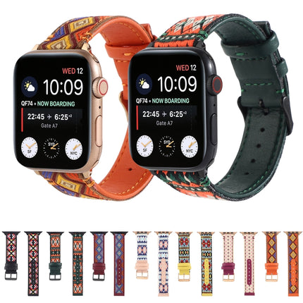Ethnic Leather Watchband For Apple Watch Series 6 & SE & 5 & 4 40mm / 3 & 2 & 1 38mm, For Apple Watch Series 7 41mm / 6 & SE & 5 & 4 40mm / 3 & 2 & 1 38mm - DealBuddy