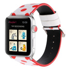 For Apple Watch Series 8&7 41mm / SE 2&6&SE&5&4 40mm / 3&2&1 38mm / Red Wave Dots On White
