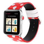 For Apple Watch Series 8&7 41mm / SE 2&6&SE&5&4 40mm / 3&2&1 38mm / White Waves Dot Red Background