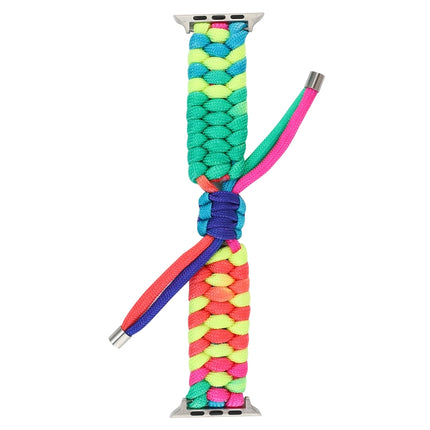 Umbrella Cord Rainbow Watchband For Apple Watch Series 6 & SE & 5 & 4 40mm / 3 & 2 & 1 38mm, For Apple Watch Series 8&7 41mm / SE 2&6&SE&5&4 40mm / 3&2&1 38mm, For Apple Watch Series 7 41mm / 6 & SE & 5 & 4 40mm / 3 & 2 & 1 38mm - DealBuddy