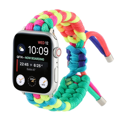 Umbrella Cord Rainbow Watchband For Apple Watch Series 6 & SE & 5 & 4 40mm / 3 & 2 & 1 38mm, For Apple Watch Series 8&7 41mm / SE 2&6&SE&5&4 40mm / 3&2&1 38mm, For Apple Watch Series 7 41mm / 6 & SE & 5 & 4 40mm / 3 & 2 & 1 38mm - DealBuddy