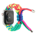 Umbrella Cord Rainbow Watchband For Apple Watch Series 6 & SE & 5 & 4 40mm / 3 & 2 & 1 38mm, For Apple Watch Series 8&7 41mm / SE 2&6&SE&5&4 40mm / 3&2&1 38mm, For Apple Watch Series 7 41mm / 6 & SE & 5 & 4 40mm / 3 & 2 & 1 38mm - DealBuddy