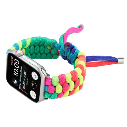 Umbrella Cord Rainbow Watchband For Apple Watch Series 6 & SE & 5 & 4 40mm / 3 & 2 & 1 38mm, For Apple Watch Series 8&7 41mm / SE 2&6&SE&5&4 40mm / 3&2&1 38mm, For Apple Watch Series 7 41mm / 6 & SE & 5 & 4 40mm / 3 & 2 & 1 38mm - DealBuddy