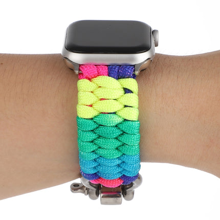 Umbrella Cord Rainbow Watchband For Apple Watch Series 6 & SE & 5 & 4 40mm / 3 & 2 & 1 38mm, For Apple Watch Series 8&7 41mm / SE 2&6&SE&5&4 40mm / 3&2&1 38mm, For Apple Watch Series 7 41mm / 6 & SE & 5 & 4 40mm / 3 & 2 & 1 38mm - DealBuddy
